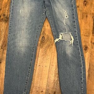 Levi's Women's Straight Leg Distressed Blue Jeans